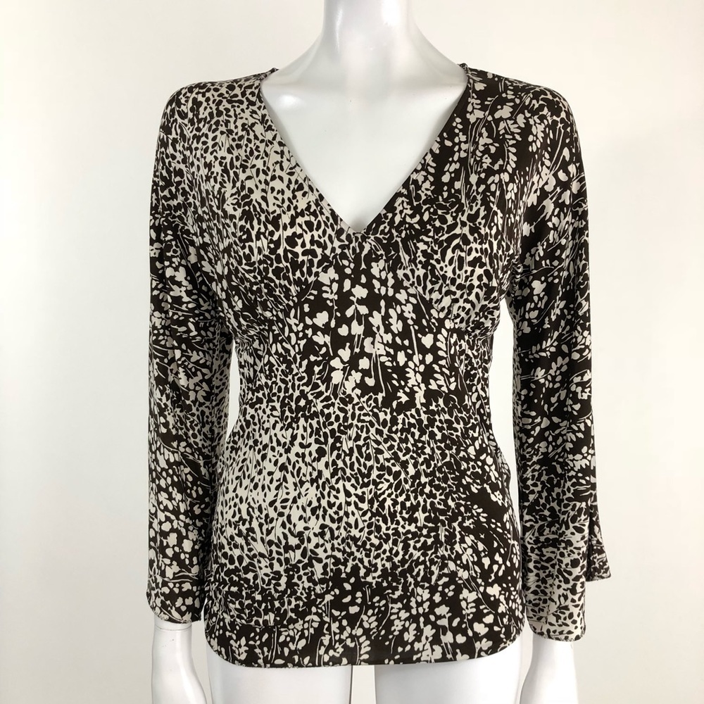 Ann Taylor Size Small Brown Cream Rayon Blend Top